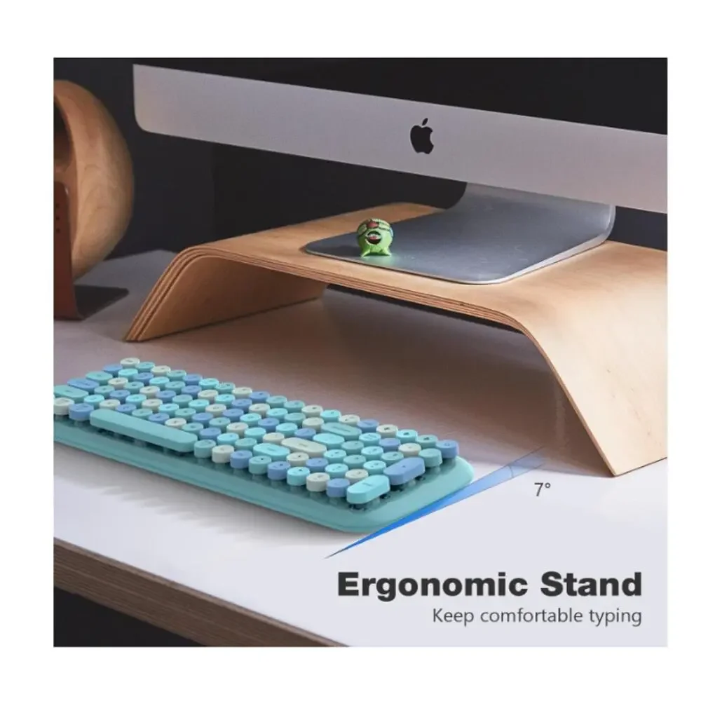 Bluetooth Keyboard Wireless Round Keycaps Windows, PC, Tablet, iPad, iPhone
